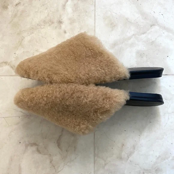 Jenni Kayne Tan Shearling Mules - Picture 6 of 11